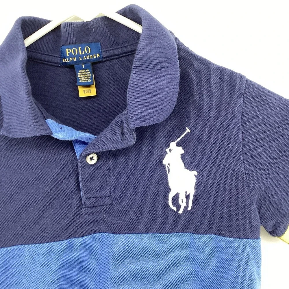 Boys‎ Polo Ralph Lauren Big Pony Color Black Cotton Polo Sz 7